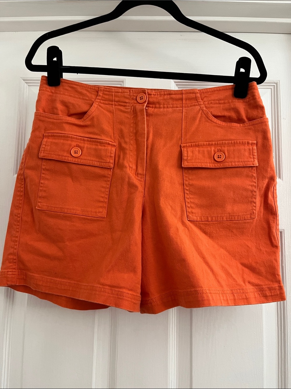 Larry Levine Bright Orange Cargo Pocket Bermuda Shorts